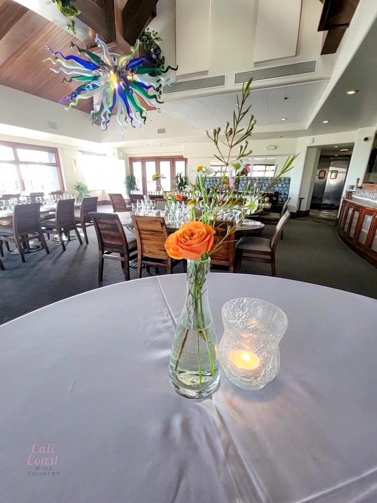 Elegant dining room with rose on table